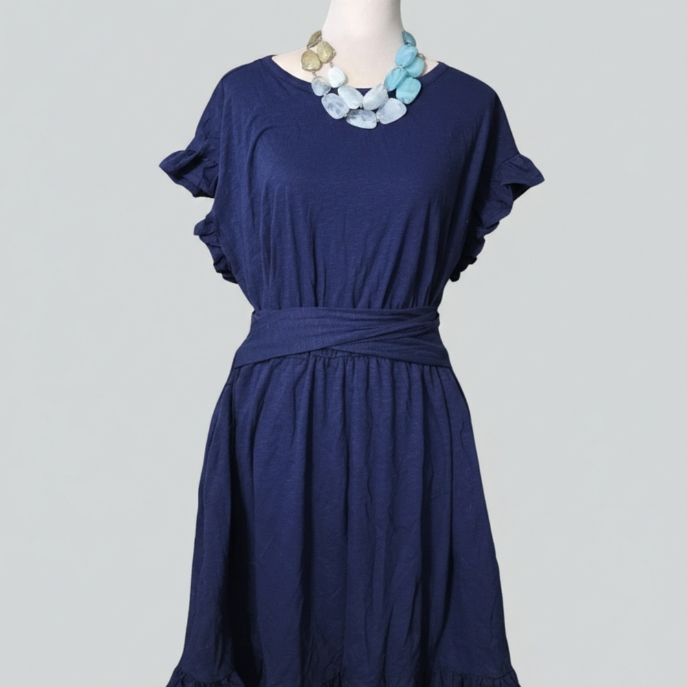 NWT ModCloth Navy Ruffle Dress SZ 1X